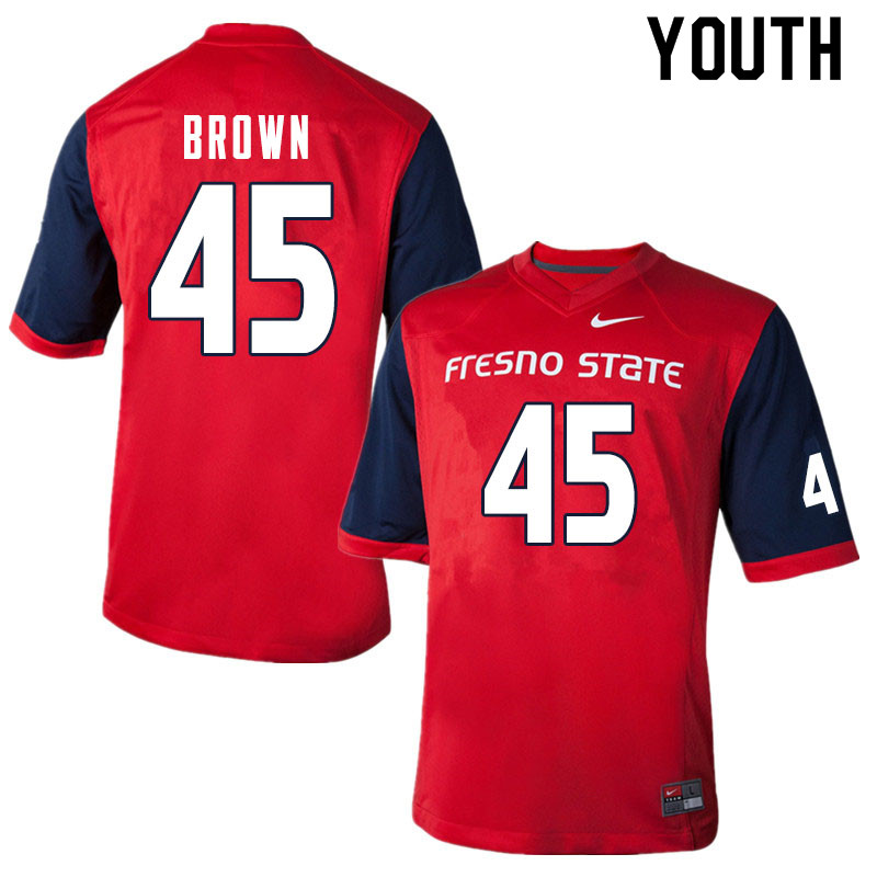 Youth #45 Kurtis Brown Fresno State Bulldogs College Football Jerseys Sale-Red